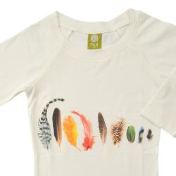 Nui Organics. Råhvid bluse med 3/4 ærmer i økologisk bomuld, udsnit
