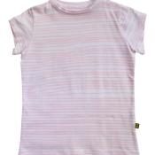 Nui Organics. Økologisk t-shirt med rosa striber.
