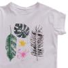 Nui Organics. Hvid t-shirt med blad print i økologisk bomuld, udsnit