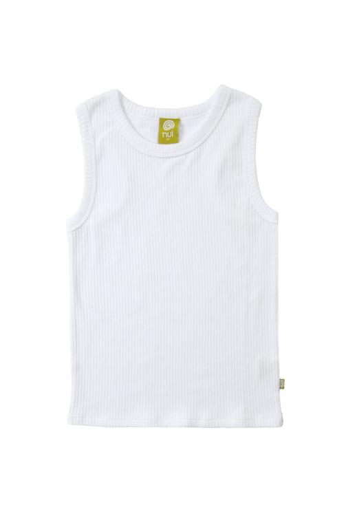 Nui Organics. Undertrøje i hvid rib. Økologisk bomuld