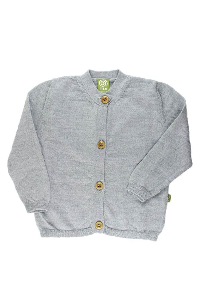 Nui Organics. Gråmeleret uld cardigan i økologisk merinould