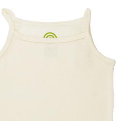 Uldundertrøje med tynde stropper i økologisk merinould - råhvid. Udsnit