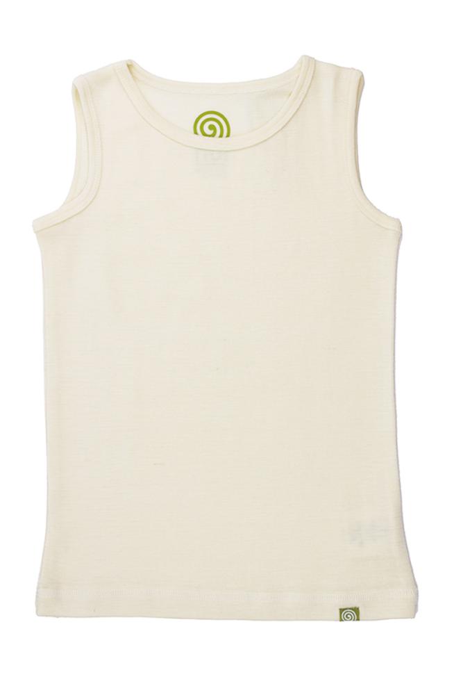 Nui Organics. Råhvid undertrøje med brede stropper i økologisk merinould