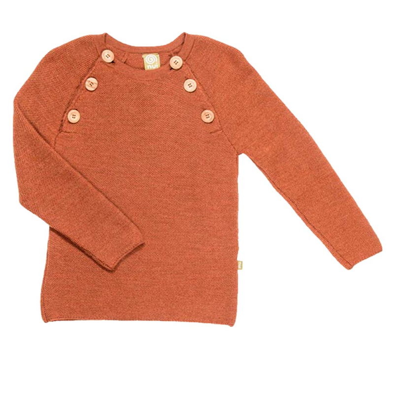 Se Uldsweater med knapper - Kobberfarvet hos pureorganic.dk