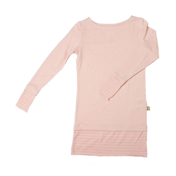 Nui Organics. Lyserød jerseykjole i økologisk merinould jersey