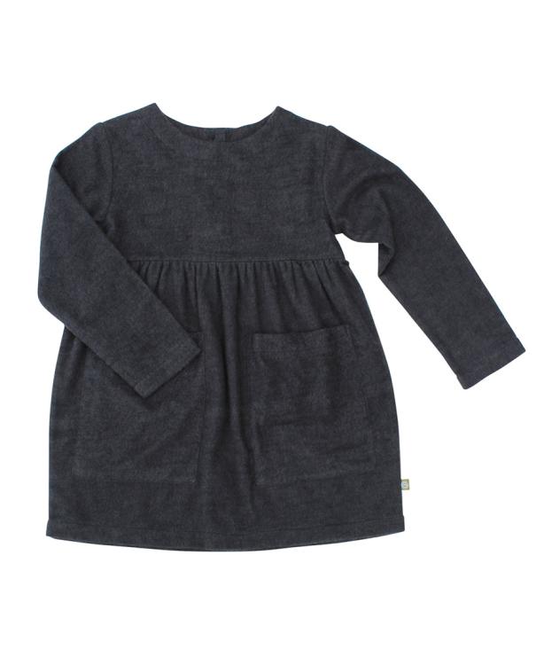 Nui Organics. Koksgrå kjole i økologisk vinterbomuld
