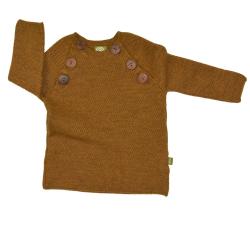 Nui Organics. Uld sweater til småbørn - messingfarve. Økologisk merinould 