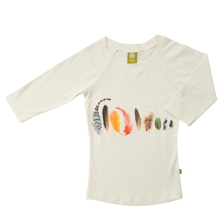 Nui Organics. Råhvid bluse med 3/4 ærmer i økologisk bomuld