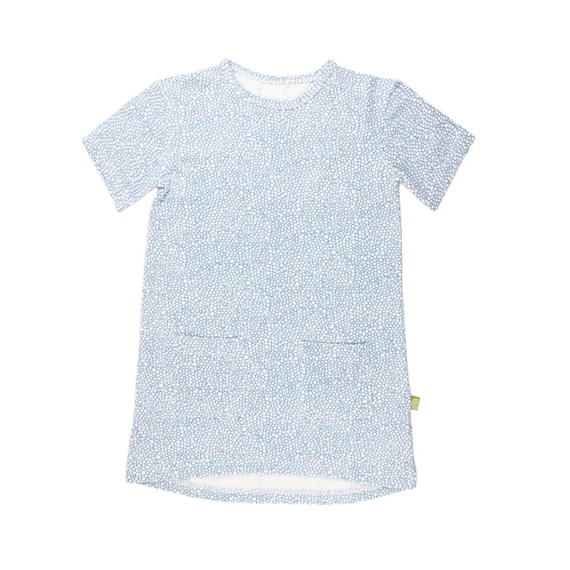 Billede af Blå pigekjole med korte ærmer - Bobleprint