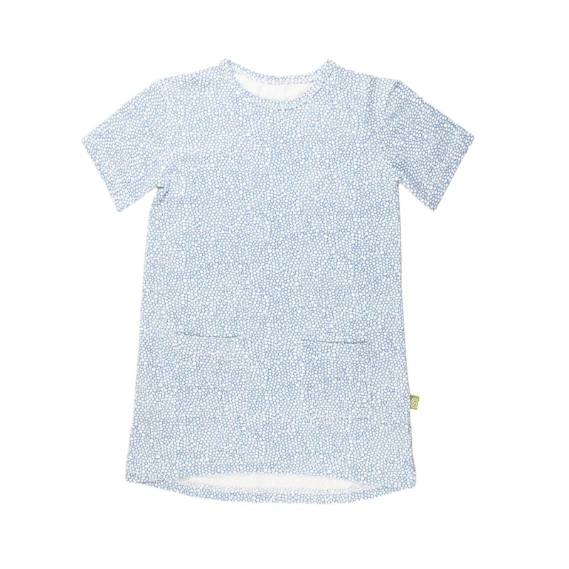Blå Pigekjole Med Korte ærmer Bobleprint