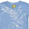 Nui Organics. Oceanblå T-shirt med v-hals i økologisk bomuld, udsnit