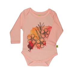 Nui Organics. Langærmet rosa body i økologisk bomuld