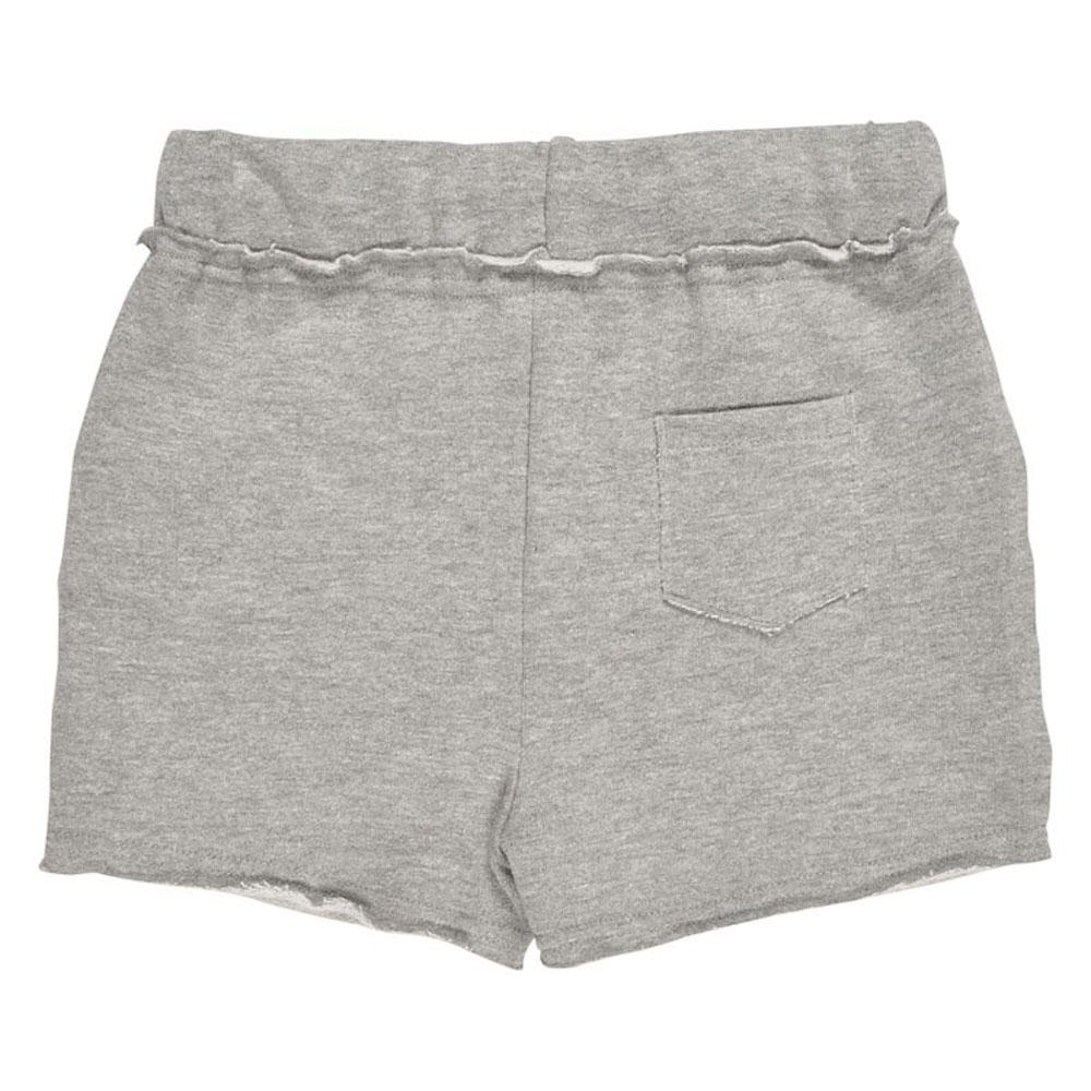 Nui Organics. Grå pige shorts i økologisk sweatshirt jersey, bag