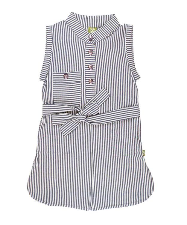 Nui Organic. Pigekjole med bindebånd i mælkedrenge strib - Økologisk bomuld