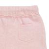 Nui Organics. Pigeshorts i rosa meleret økologisk jersey, bag, udsnit