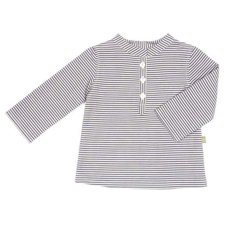 Nui Organics. Baby drengeskjorte 
 i økologisk bomuld. Mælkedrengestrib