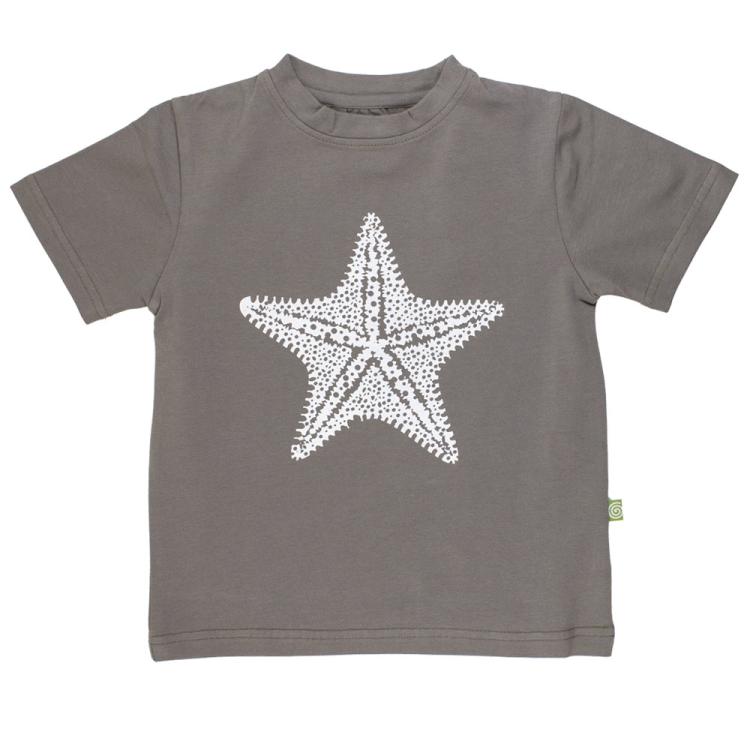 Nui Organics. Brun t-shirt i økologisk bomuld - Hvid søstjerne