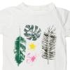 Nui Organics. Hvid t-shirt med blad print i økologisk bomuld, udsnit