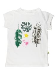 Nui Organics. Hvid t-shirt med plad print i økologisk bomuld