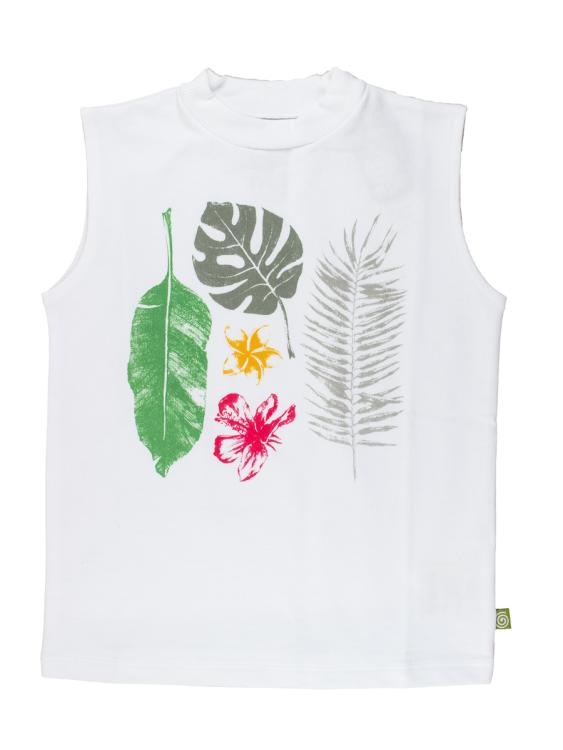 Nui Organics. Hvid t-shirt med print i økologisk sweatshirt bomuld