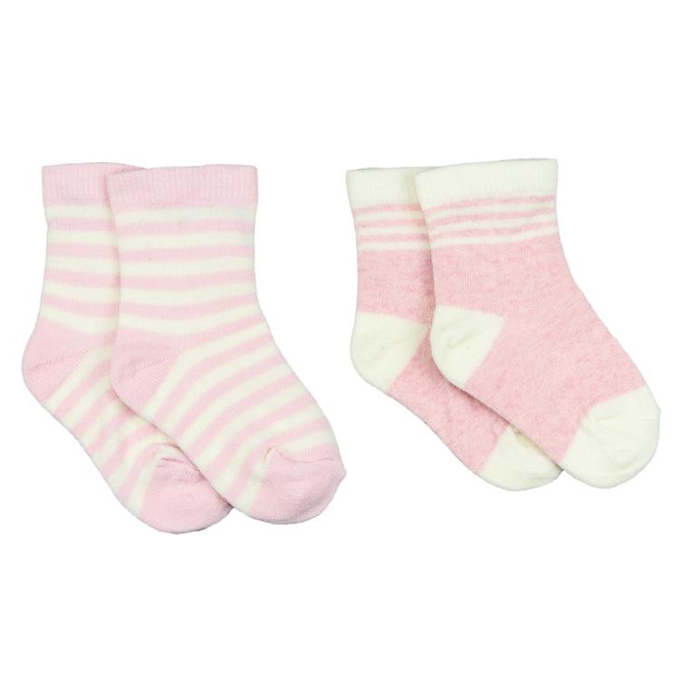 Nui Organics. 2-pak rosa babysokker i økologisk merinould. Udsnit