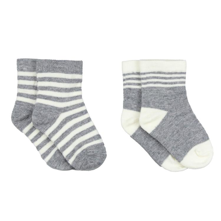 Nui Organics. 2-pak lysegrå babysokker i økologisk merinould