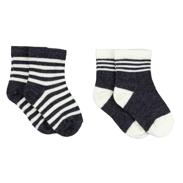 Nui Organics. 2-pak koksgrå babysokker i økologisk merinould