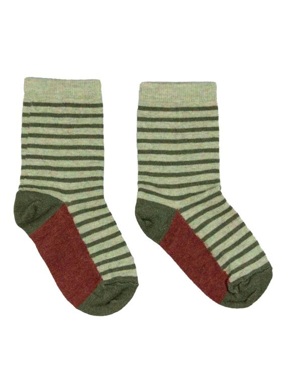 Nui Organics. Grønstribede sokker i økologisk merinould