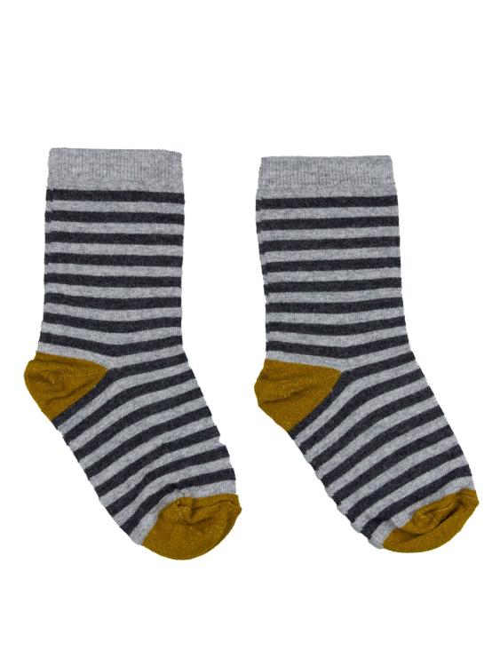 Nui Organics. Gråstribede sokker i økologisk merinould