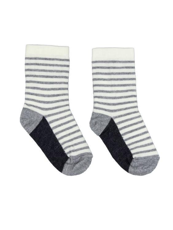 Nui Organics. Stribede uldsokker grå og hvid - økologisk merinould