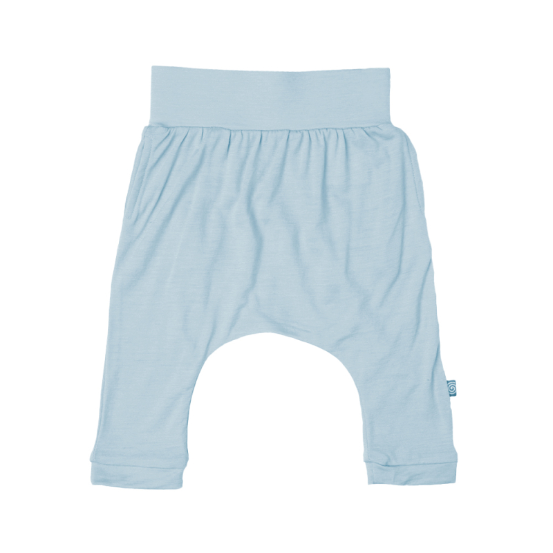 Nui Organics Ballonbukser i merinould til baby Støvet lyseblå