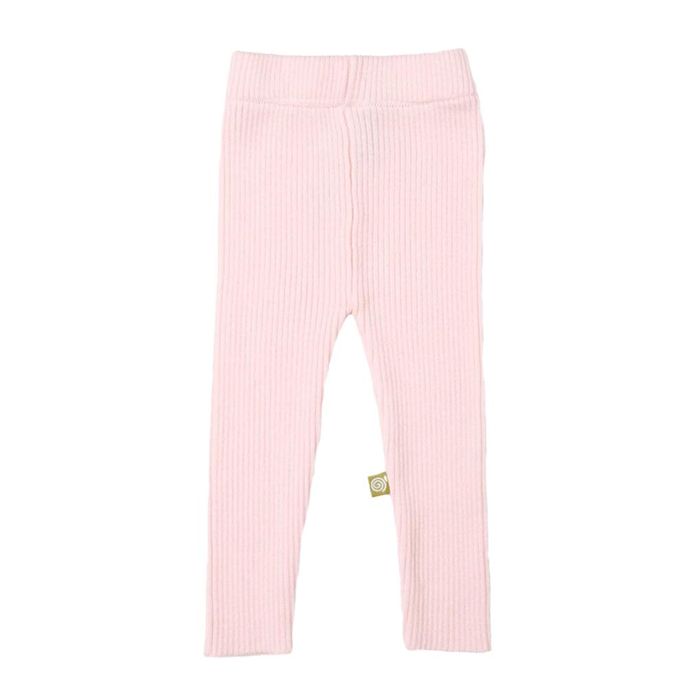 Nui Organics. Rosa ribstrikkede leggings i økologisk merinould