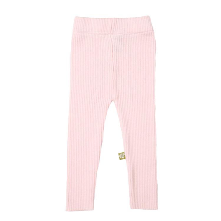 Nui Organics. Rosa ribstrikkede leggings i økologisk merinould