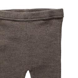 Nui Organics. Brunmeleret uld leggings i økologisk merinould - udsnit