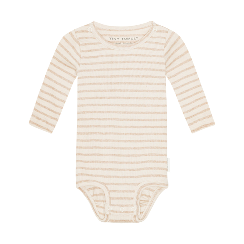 Langærmet body i silkeblød økologisk Pima- og Native bomuld - Stribet