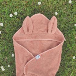 Summerville Organic - Badeslag med hætte i farven Misty Rose / støvet rosa - detalje