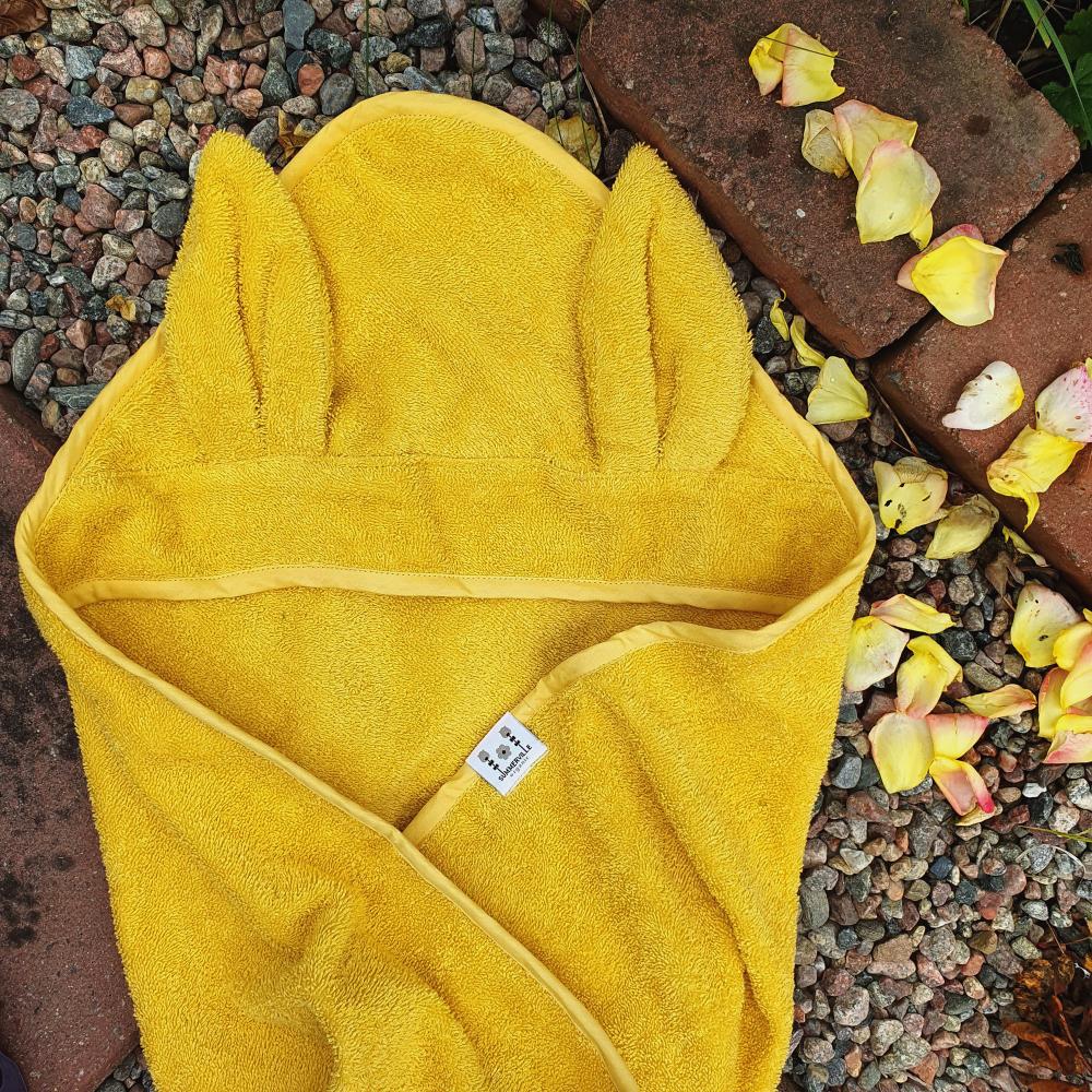 Summerville Organic badeslag i Sun Yellow med hætte og kaninører